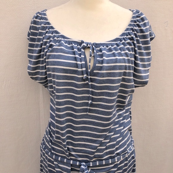 Lascana Tie Neckline Dress Blue/White Striped Sz Medium - Picture 2 of 6